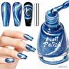 Dynamic Diamond Crushed Cat Eye Nail Polish, Icy Transparent Pearlescent Glitter Porcelain White Cat Eye Manicure Decor