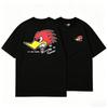T-shirt Manches Courtes Unisexe Coton Impression Drapeau Américain Style Rétro Dessin Animé Oiseau Course Moto Mode Urbaine Décontractée