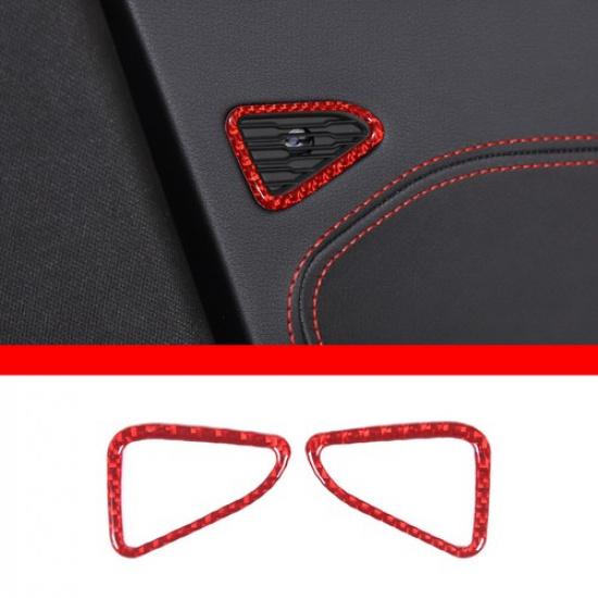 Red Carbon Car Door Speaker Frame Trim Decorate Sticker For Corvette C8 -24