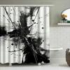 Set Tenda Doccia Bagno Astratta Moderna Bianco e Nero Senza Cornice Tasca per Asta in Plastica Impermeabile Stampa Decorativa Casa Bagno