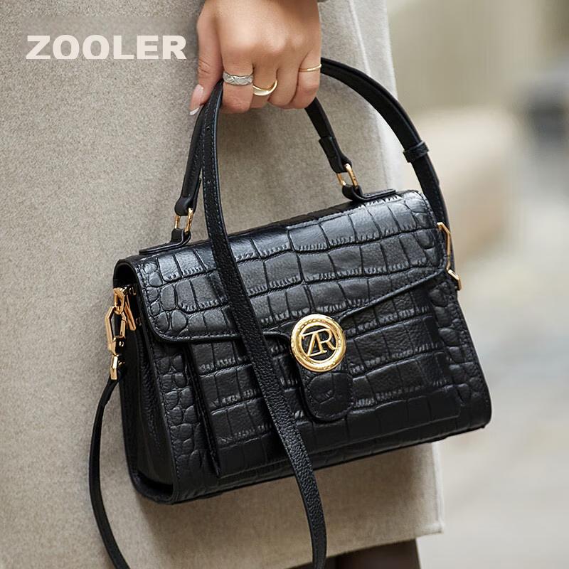 ZOOLER Women's Handbag, Fashionable Purse, Cowhide Crossbody Bag, Black