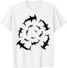 Shark Lover Silhouet van Hamerhaaien Cirkelend Boven T-shirt Unisex T-shirt