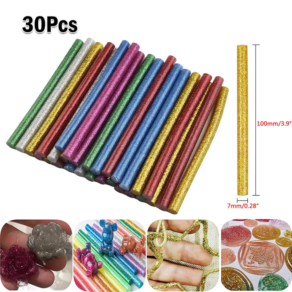 30pcs Hot Glue Glitter Glue Colored Hot Melt Glue Repair Tool For Wood/plastic/fiber/electronic/electrical Components/ceramics