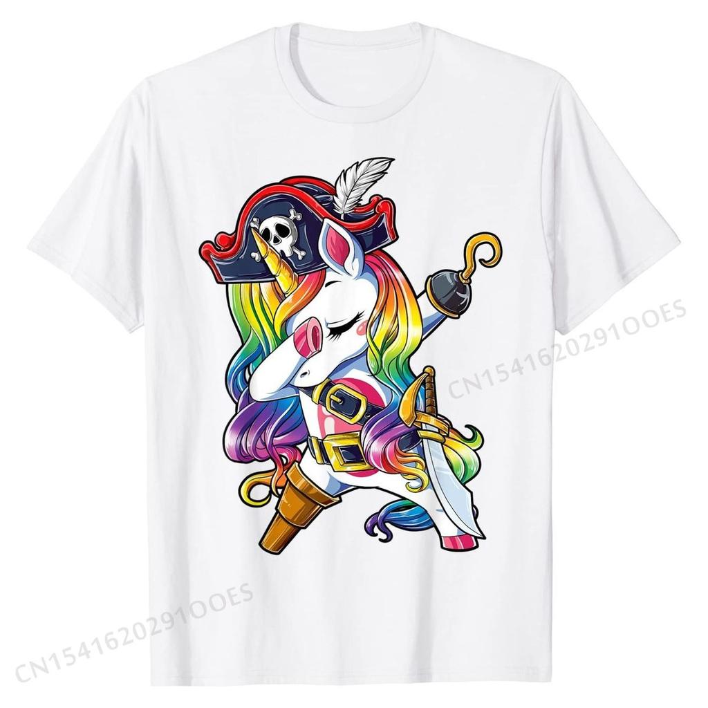 Dabbing Unicorn Pirate Roger Costume Kids Girls Boys T-Shirt Tops Shirt Cute Printed On Cotton Men's T Shirt