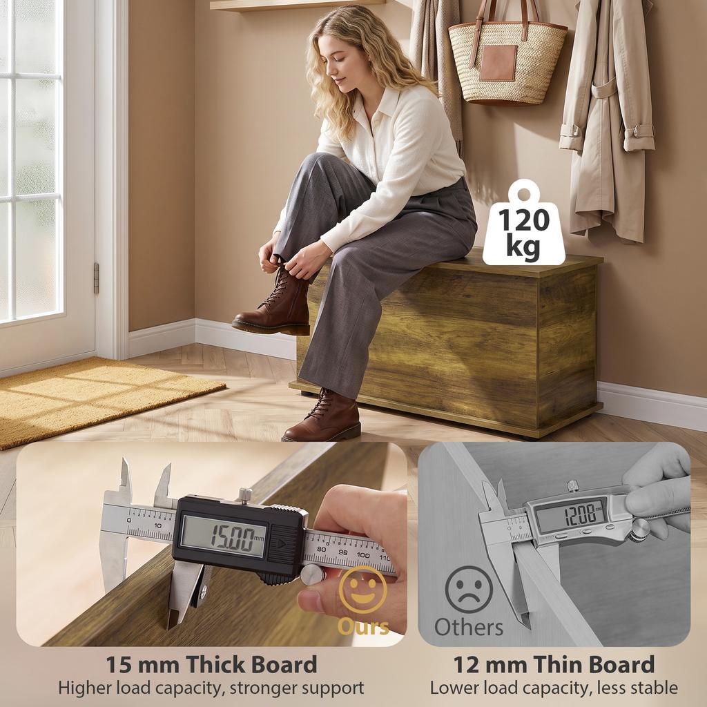 Storage Chest Large 102L Blanket Box 80 X 40 X 45cm, Brown