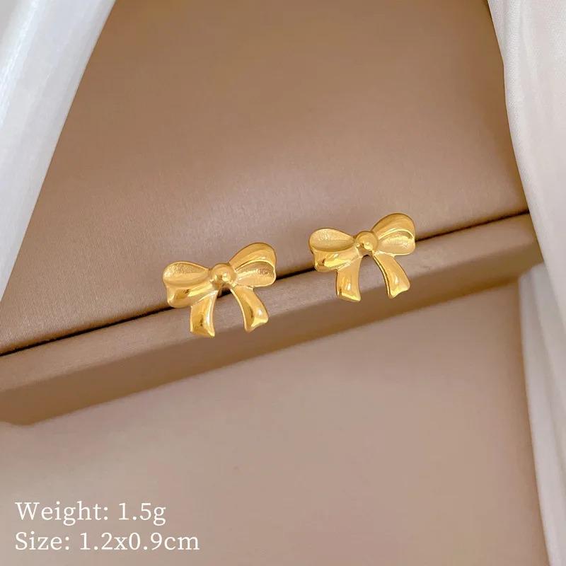 L316 Stainless Steel Beads Chain Hollow Bowknot Pendant Necklace for Women Niche Simple Jewery Accessory