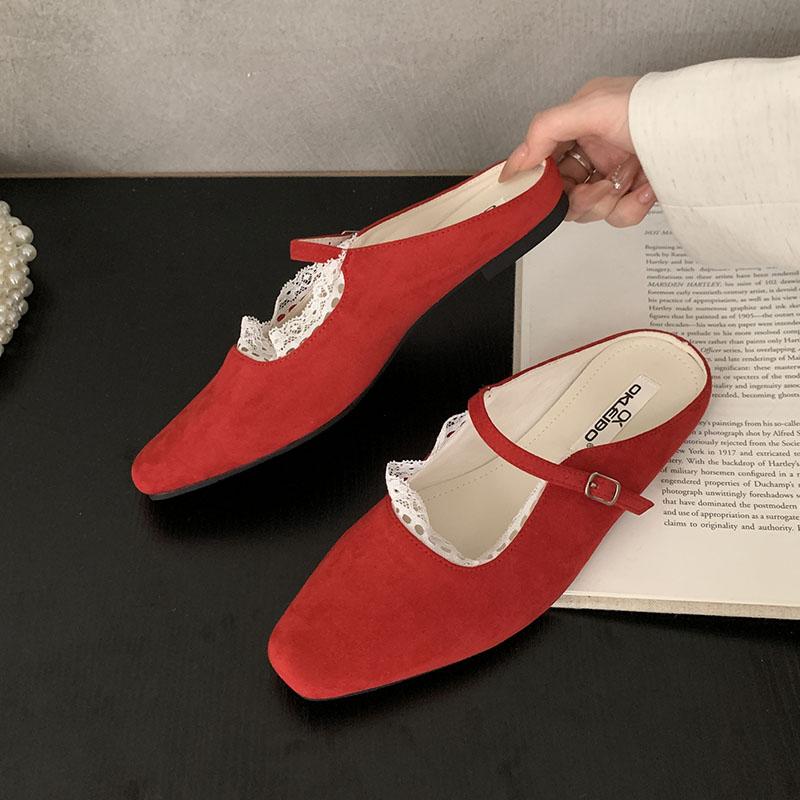 

Модная неглубокая модная пряжка женские балетки Мэри Джейн обувь женские шлепанцы квадратный носок обувь слипоны женские балетки с обувью 35 красный