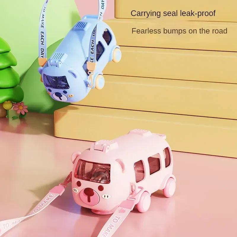 Cute Toy Car Cup with Straw Indoor and Outdoor Water Bottle Large Capacity Plastic Mug for Summer Drinkware Water Bottles