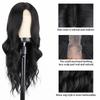 MISS WIG Long Black Wavy Wig for Women Middle Part Curly Wavy Wig Natural Looking Synthetic Heat Resistant Fiber Wig for Daily Party Use