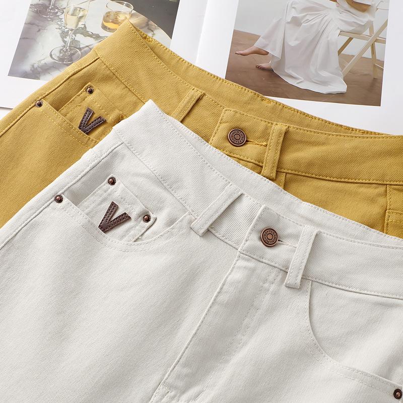 Women's Off-White High-Waisted Wide-Leg Jeans, 2025 Spring/Summer Loose Slimming Straight-Leg Pants.