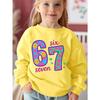Unisex Kids Crewneck Sweatshirt For Over 4 Years Old Boys Girls Retro Checker Smile Heart Number 67 SIX SEVEN Birthday Graphic Soft For 4-12 Children
