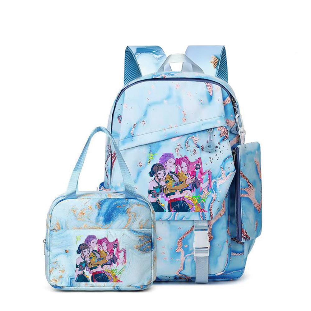School Season Printed Student Schoolbag Backpack Shoulder Pencil Bag Three-Piece Set