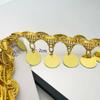 Shiny Tassel Belly Dance Waist Chain Golden Pendant Sequins Lace Trim  Stage Costume