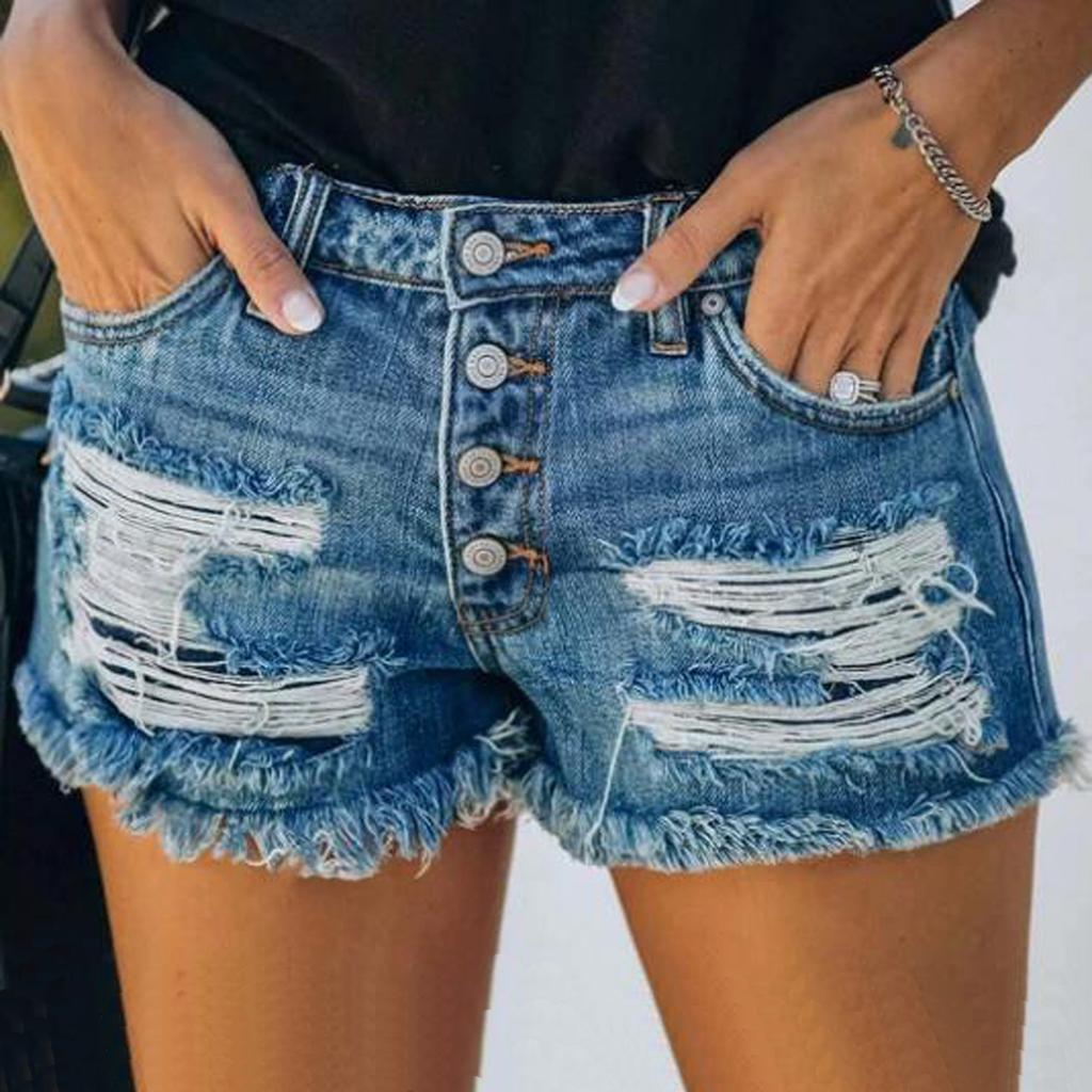 Summer Fashion Women's Casual Denim Shorts Frayed Hem Ripped Jeans Hot Shorts