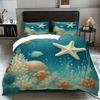 Ocean Theme Quilt Cover Three-Piece Beach Shell 3D Digital Printing Quilt Cover Pillowcase