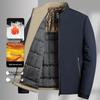 Men's Cotton Stand Collar Jacket - Warm Velvet Lined, Autumn/Winter Casual Wear for Middle-aged Dads