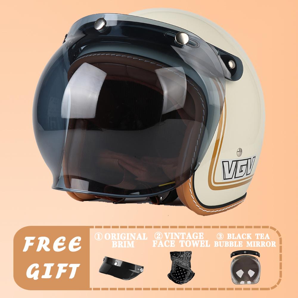 VGV DOT Certification Retro Prince Motorcycle Motorcycle Men and Women Japanese 3/4 Helmet Summer Electric Car Gourd Helmet Ridi