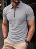 Men's Plus Size Summer Short Sleeve Zipper Polo - Casual, Breathable, High Elastic Pique Mesh Top