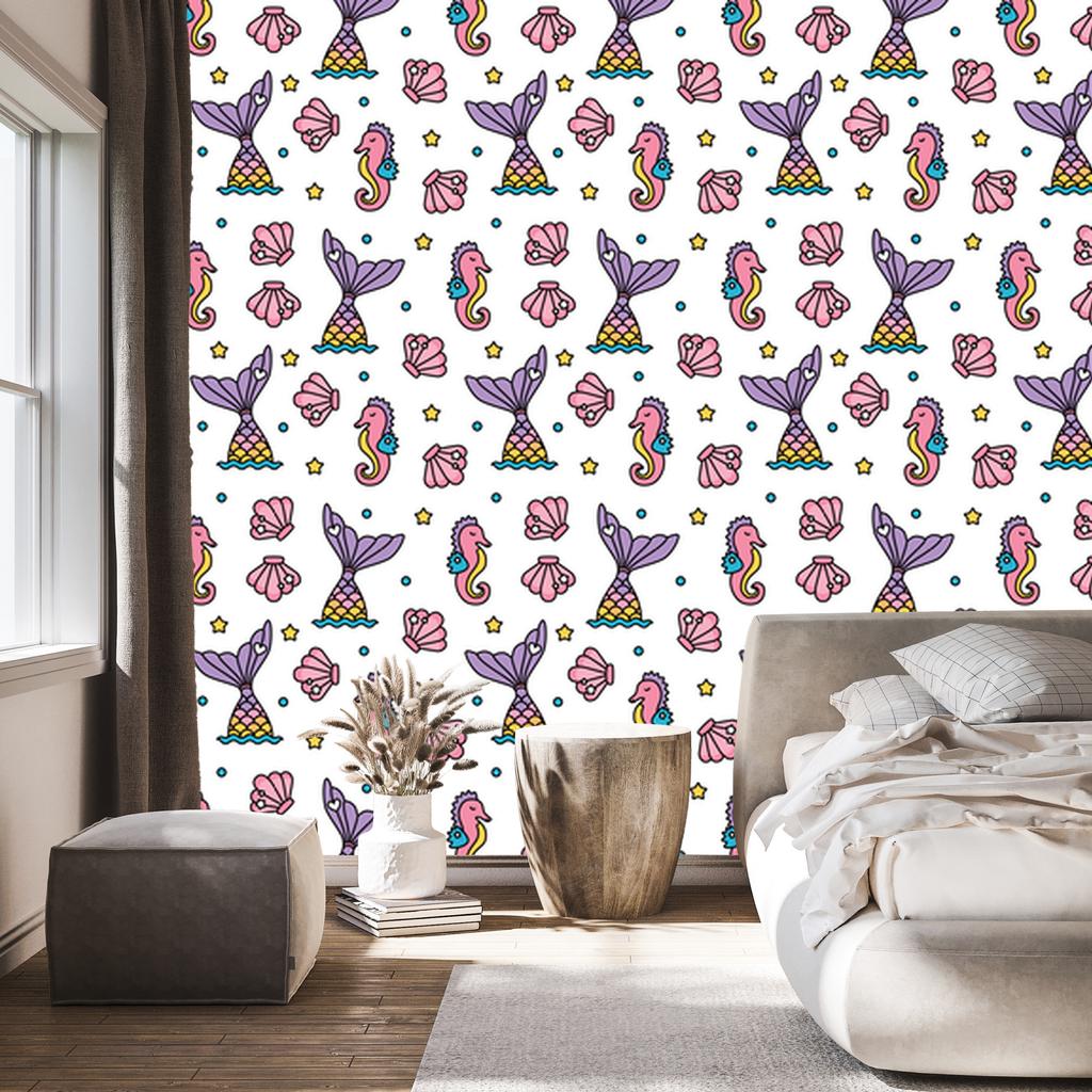 Mermaids and stars wallpaper for living room and bedroom 50x1000