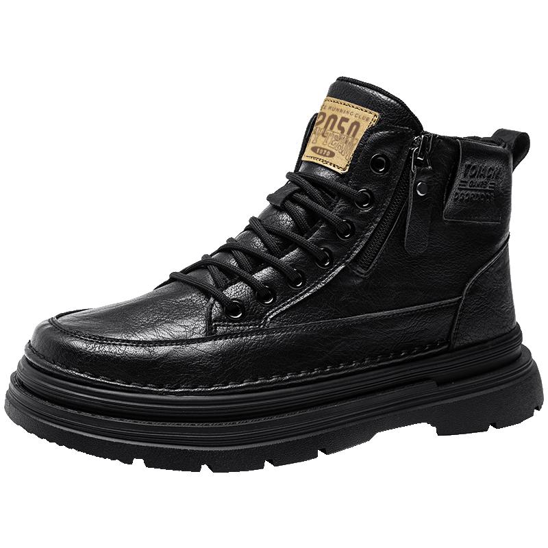 New High Top Boots Casual Fashion Anti Slip Lightweight Comfortable Features Thick Soled Height Increasing Retro Workwear Boots