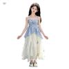 2026 New Girls' Plaid Strappy Top & Long Skirt Set - Korean Style