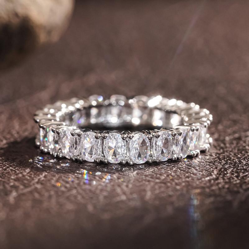 925 Sterling Silver Oval Zircon Stone Ring Finger Rings for Women Promise Love Valentine's Day Gifts