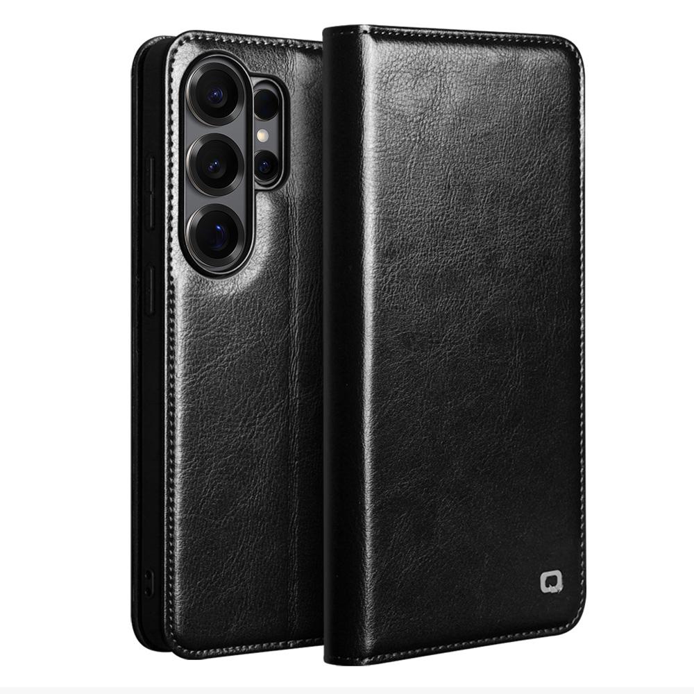 QIALINO Для Samsung Galaxy S26 Ultra Чехол-бумажник Натуральная Коровья Кожа Чехол для Телефона Держатель для Карт Подставка