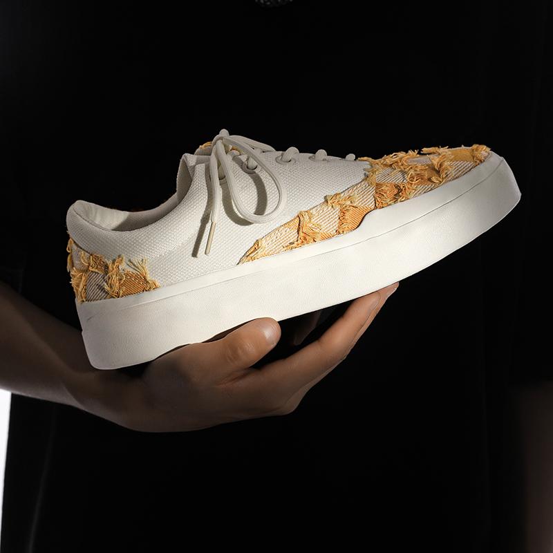 Fashion Men's and Women's Fashion Trendy Canvas Skateboarding Shoes Comfortable Thick Bottom Casual Vulcanized Ragged Retro Thick Sole