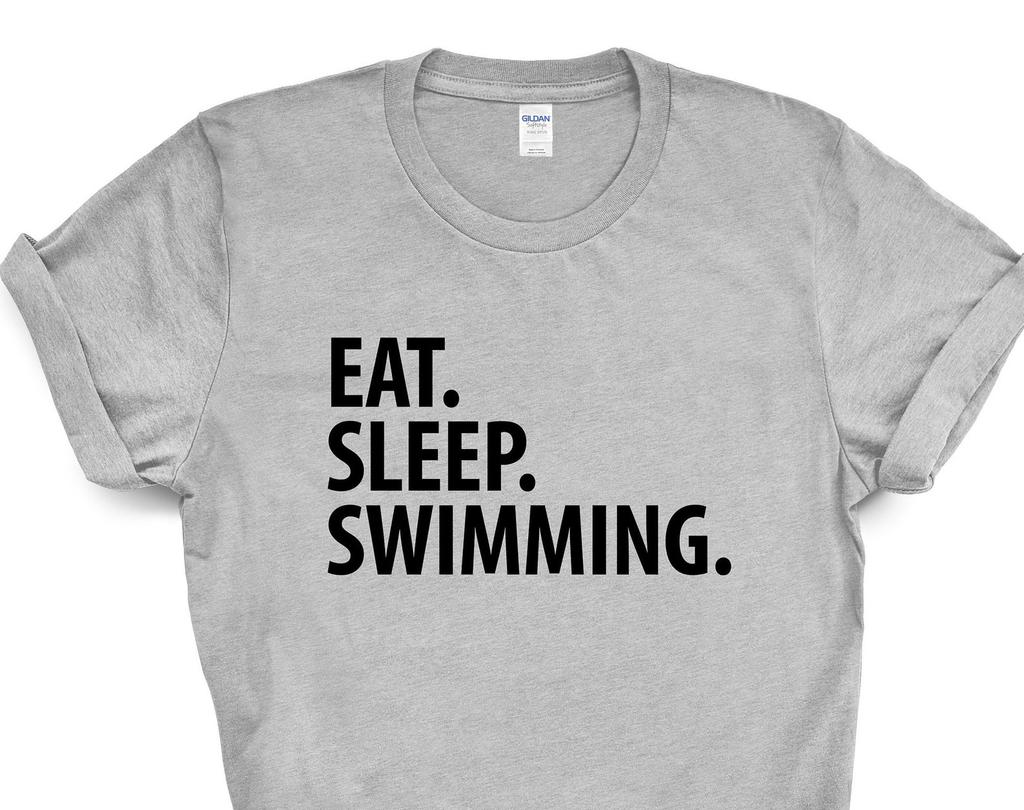 Eat Sleep Swimming T-Shirt: Soft Cotton Swimmer Tee