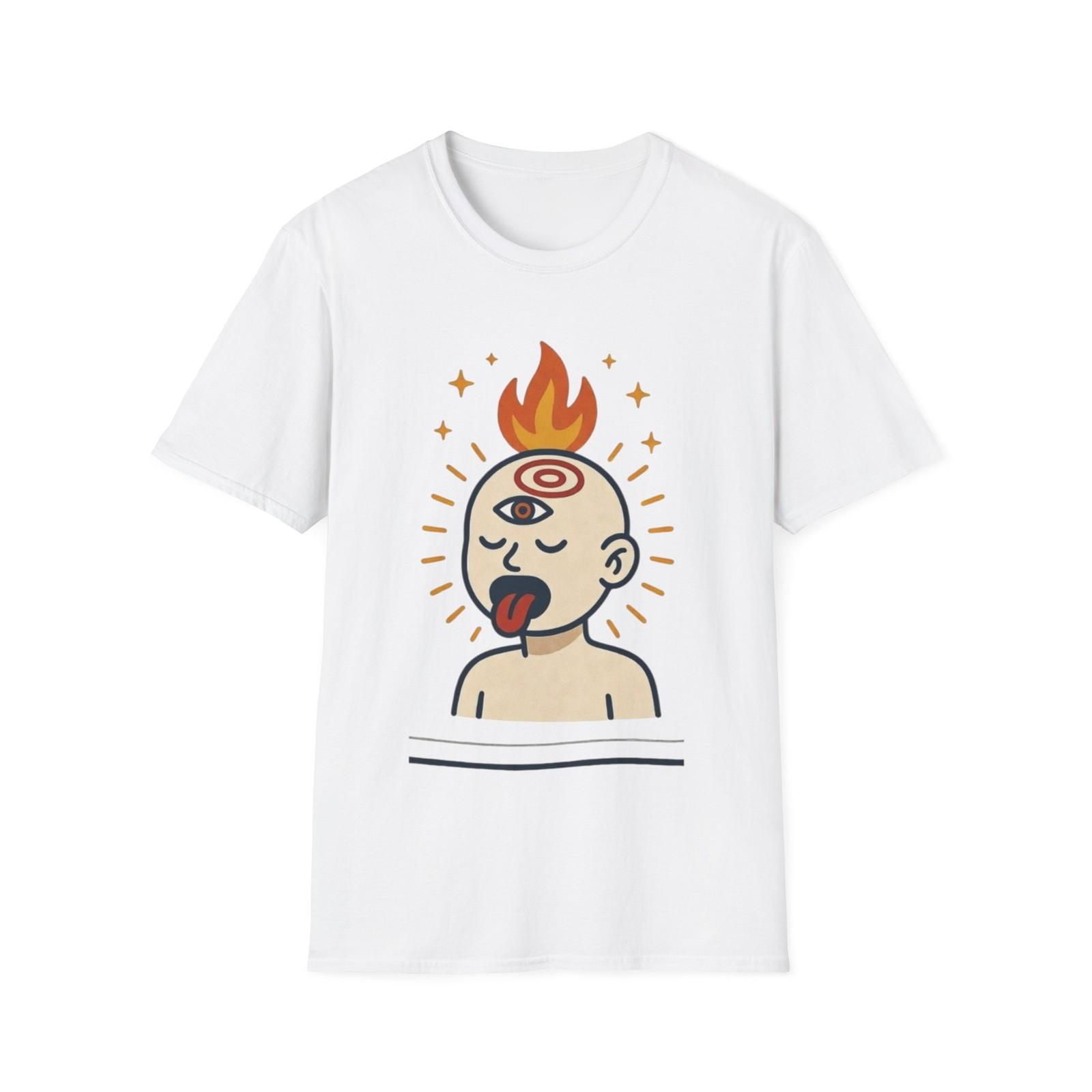 Third Eye Burning Head T-Shirt | Psychedelic Surreal Illustration S разноцветный