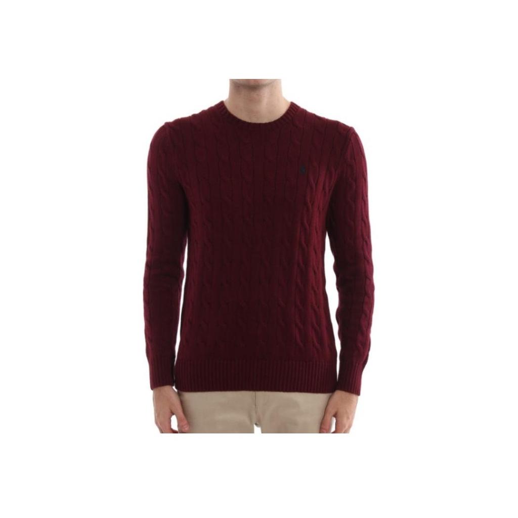 Polo Ralph Lauren Genser Barn SS23 Ensfarget Kabelstrikk Rund Hals Burgunder Barnegenser 323702674-021