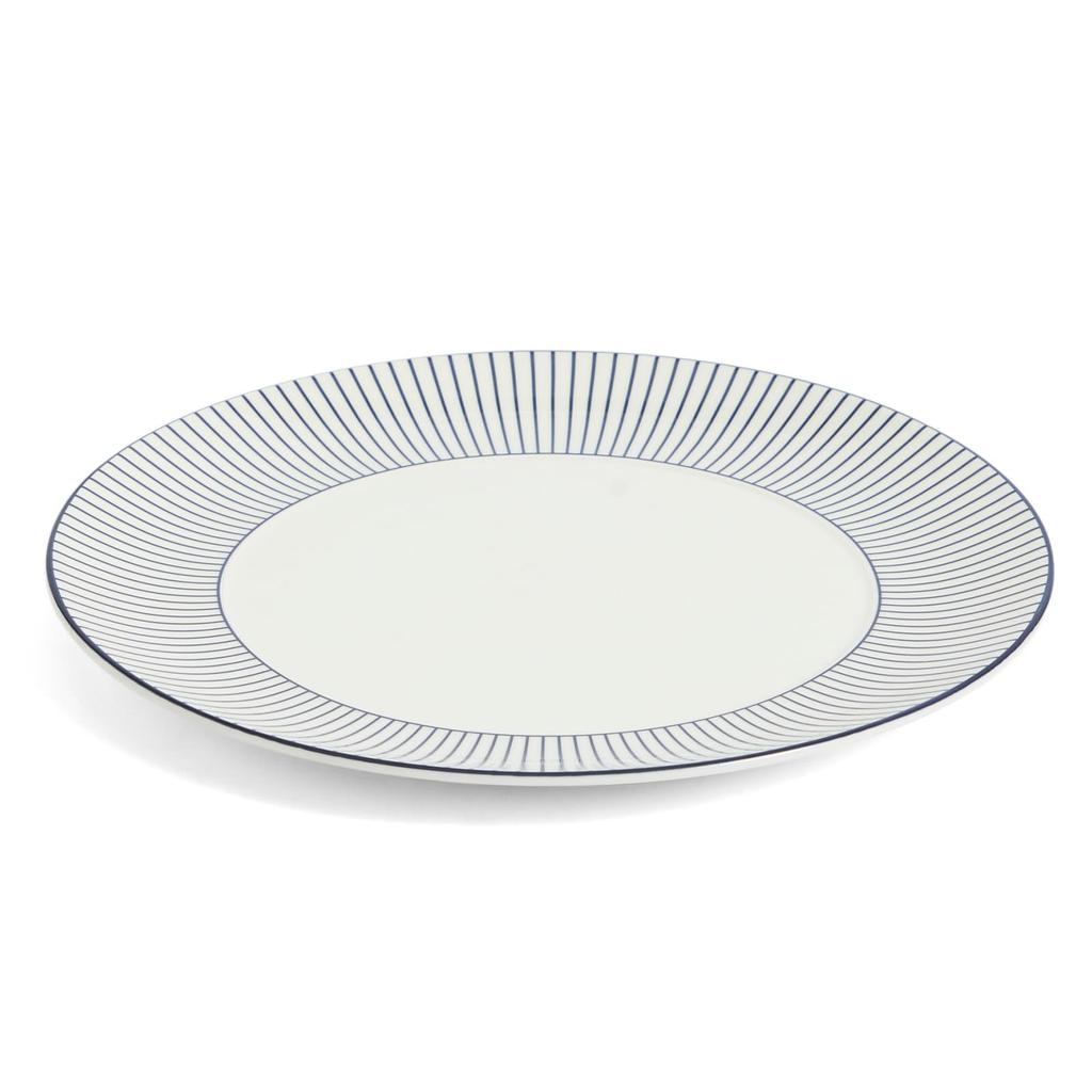Wedgwood Geo Blue 1079124 [Officially Imported] Plate, 24cm, Pinstripe, White,