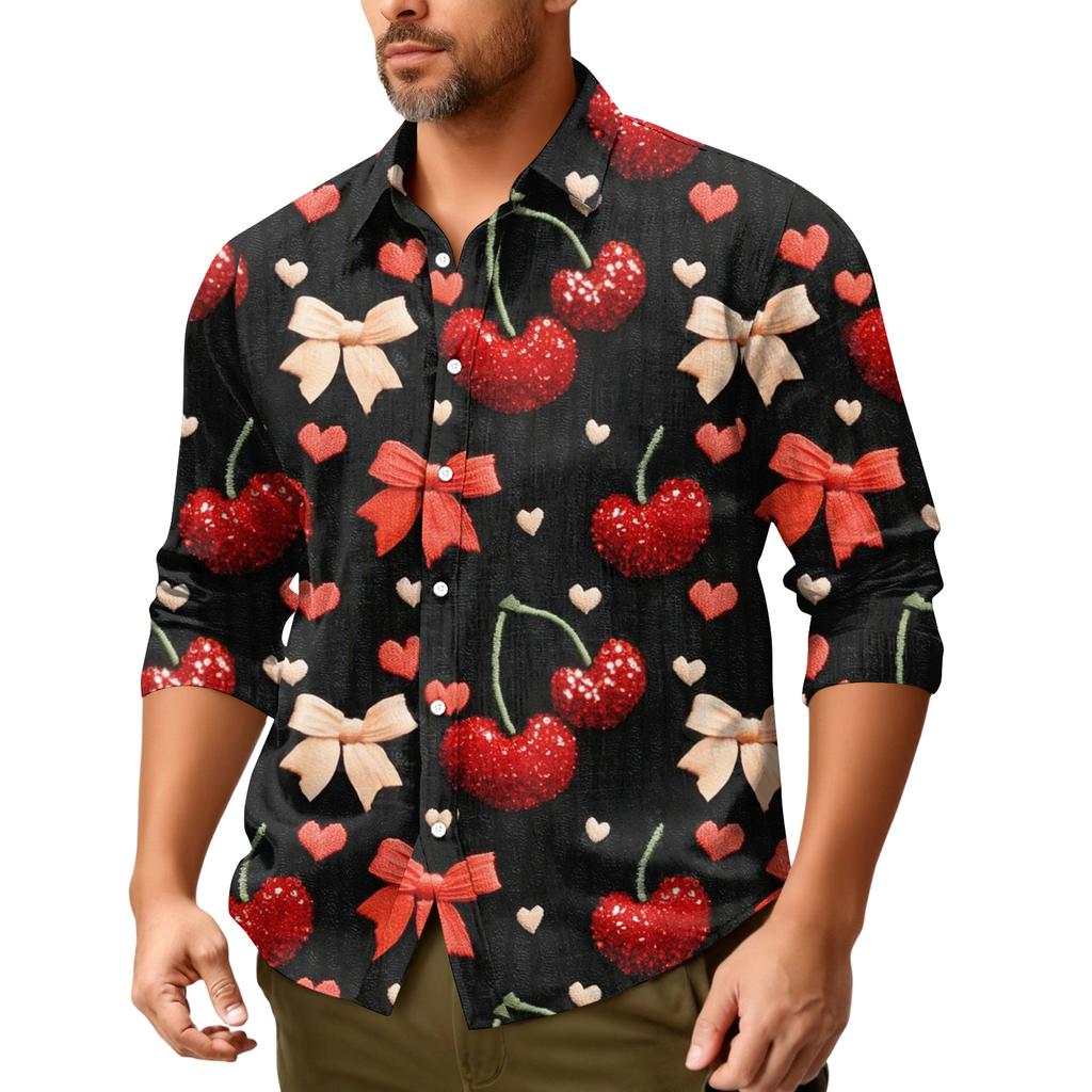 Lässiges, locker sitzendes Langarmhemd für Herren, modisches Revershemd