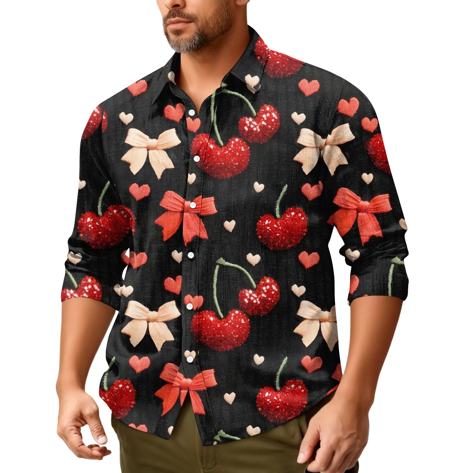 

Чоловіча повсякденна сорочка з довгими рукавами. Модний топ із лацканами M