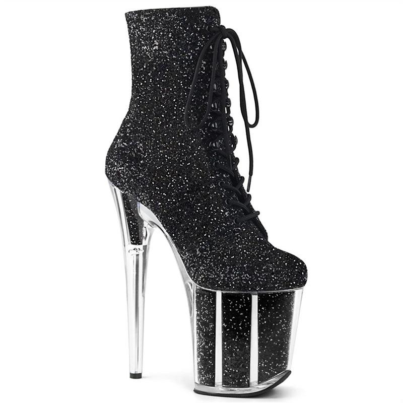 Stivali Stiletto 20cm Stivaletti Bassi, Nuovi Stivali in Vernice, Stivali con Suola a Tacco Alto da Palcoscenico da Nightclub, Scarpe da Pole Dance YKC