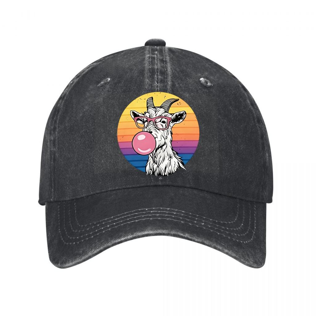 Vintage Washed Cotton Baseball Cap Retro Goat Bubble Gum Multiple Colors Washed Baseball Cap