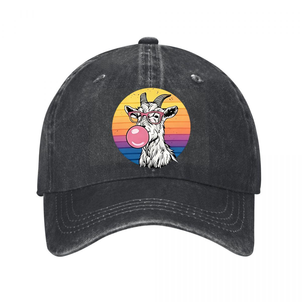 Vintage Washed Cotton Baseball Cap Retro Goat Bubble Gum Multiple Colors Washed Baseball Cap Adjustable