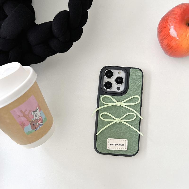 For Apple 17 Promax Leather Bow Simple Phone Case for IPhone 16 Anti Fall Women's New 14