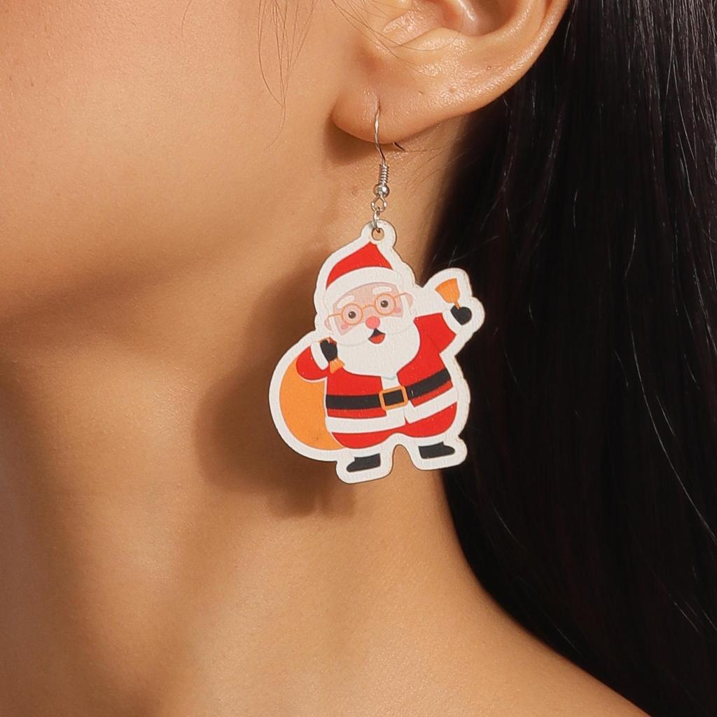 Festive Christmas Cartoon Earrings: Cute Santa & Snowman Dangles