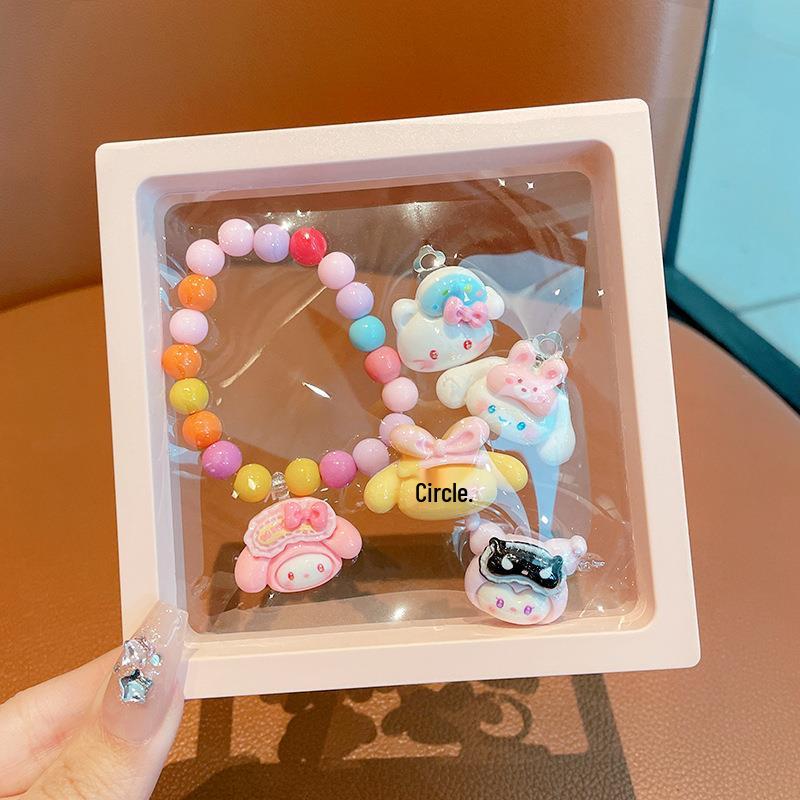 Conjunto de Joias Kuromi 2025: Pulseira, Anel e Clipes de Orelha de Desenho Animado Fofos para Bebês