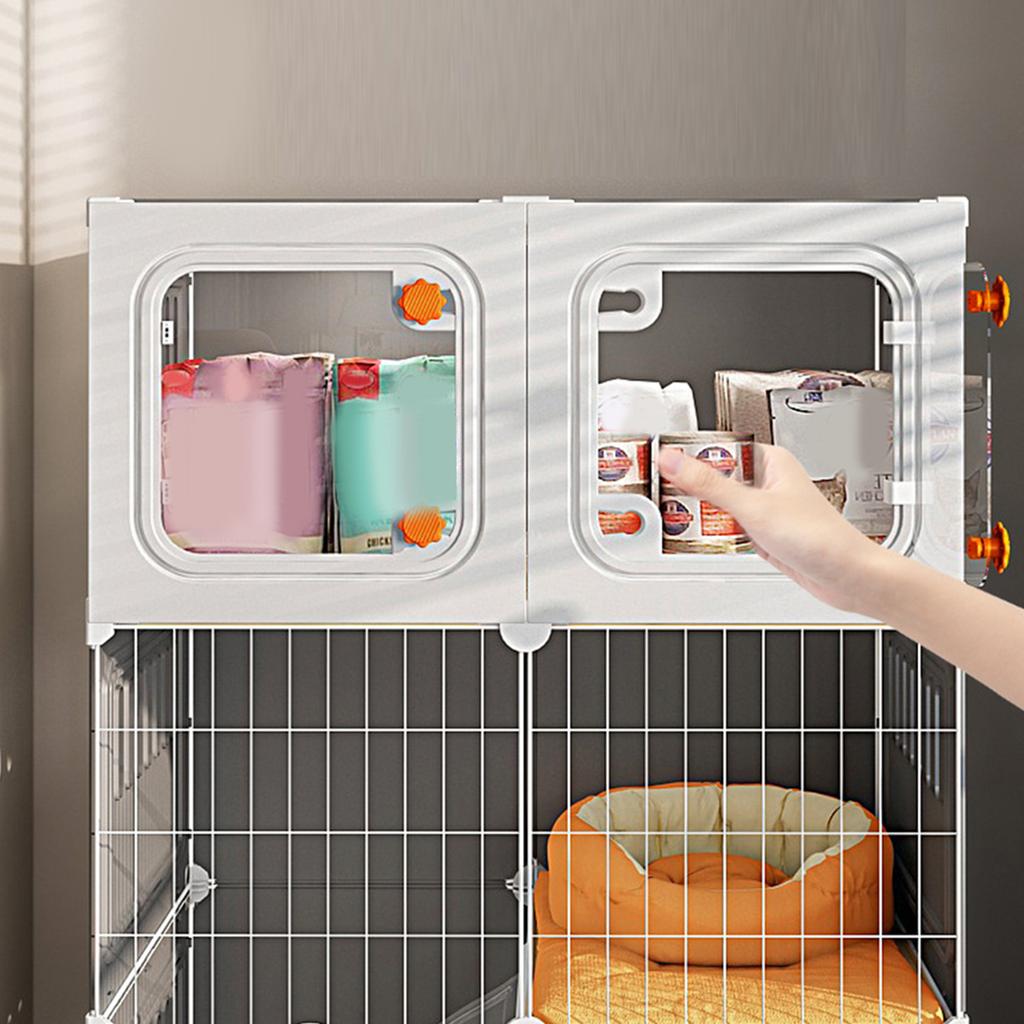 Integrated Cat House with Cat Bed Cat Crate Indoor Catio Bowl DIY Metal Wire Cat Kennel Cats Litter Box for Cats Villa