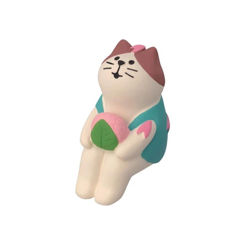1pc Japanese Style Cute Cat Flower Appreciation ZAKKA Cherry Blossom Matcha INS Trendy Toy DIY Resin Handicraft Small Ornaments