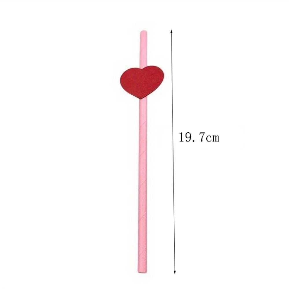 20Pcs Degradable Heart Paper Straws Pink/yellow Disposable Drinking Straw  Bar