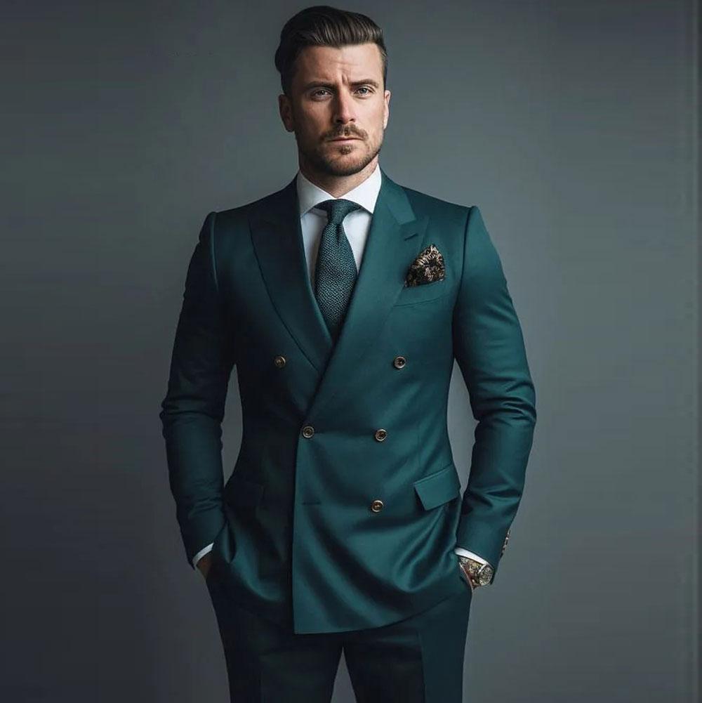 Costume de damă cu rever la modă pentru bărbați, smoking, petrecere de nuntă, 2 piese, Slim Fit, costum formal de afaceri casual cu două rânduri de nasturi, 2025