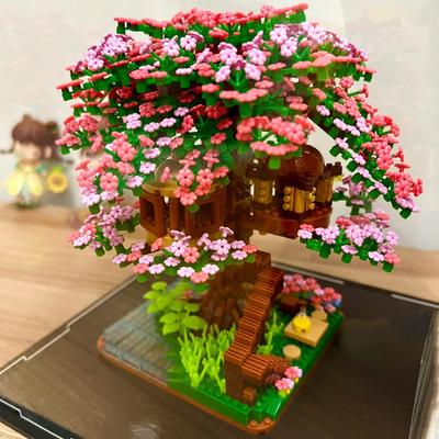2138 Teile Kirschblütenhaus Bausteine Kirschblütenbaumhaus Bonsai Montagemodell Spielzeug Heimdekoration