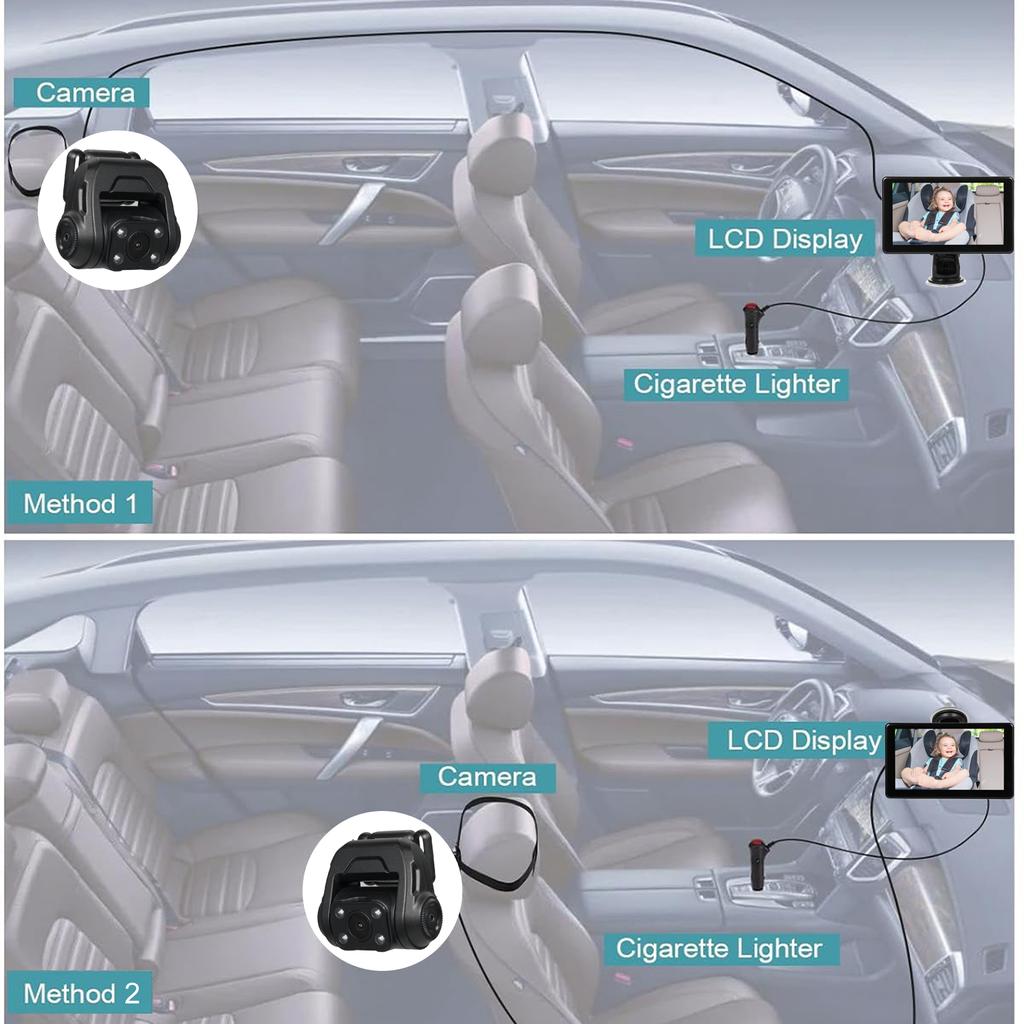 Baby Car Camera, 7  Back Seat Baby Car Mirror with Infrared Night Vision, Video Recording Function, Clear Wide View,