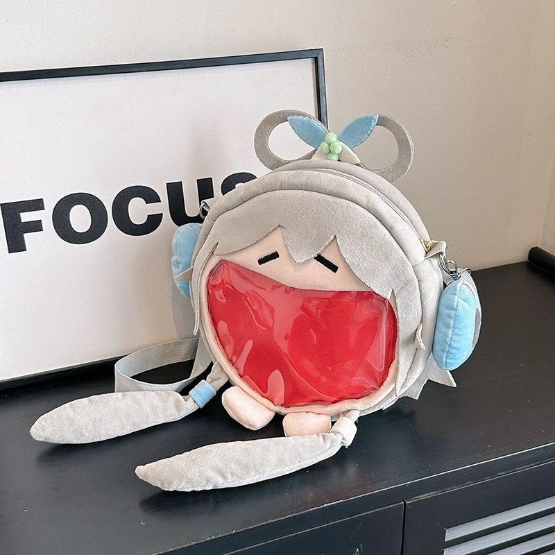 Cute girl two-dimensional cute little girl messenger bag doll backpack student schoolbag transparent bag