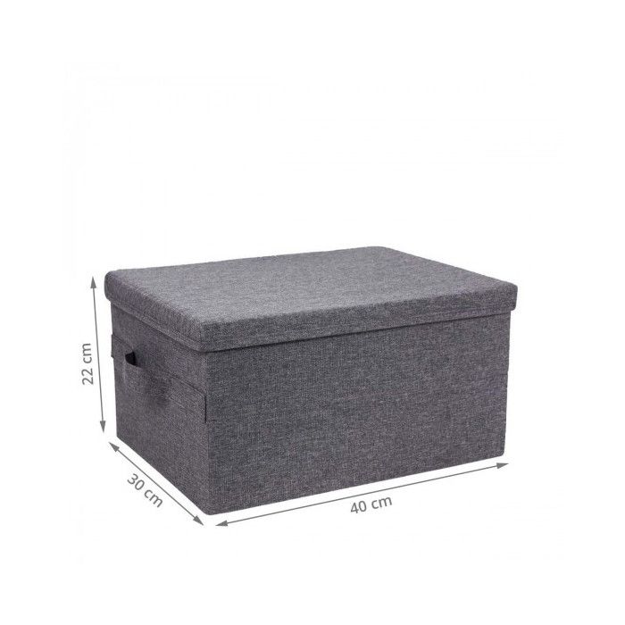 Boîte de rangement - ON RANGE TOUT - Avec couvercle - Gris chiné - Pliable - 40x30x22 cm