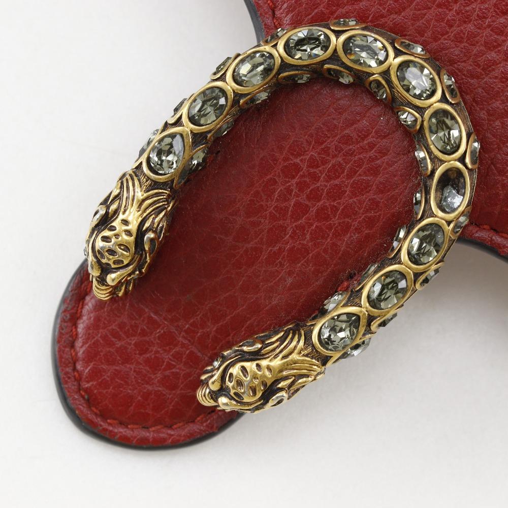 Gucci Dionysus Chain Wallet 401231 Shoulder Red Calfskin Women Used