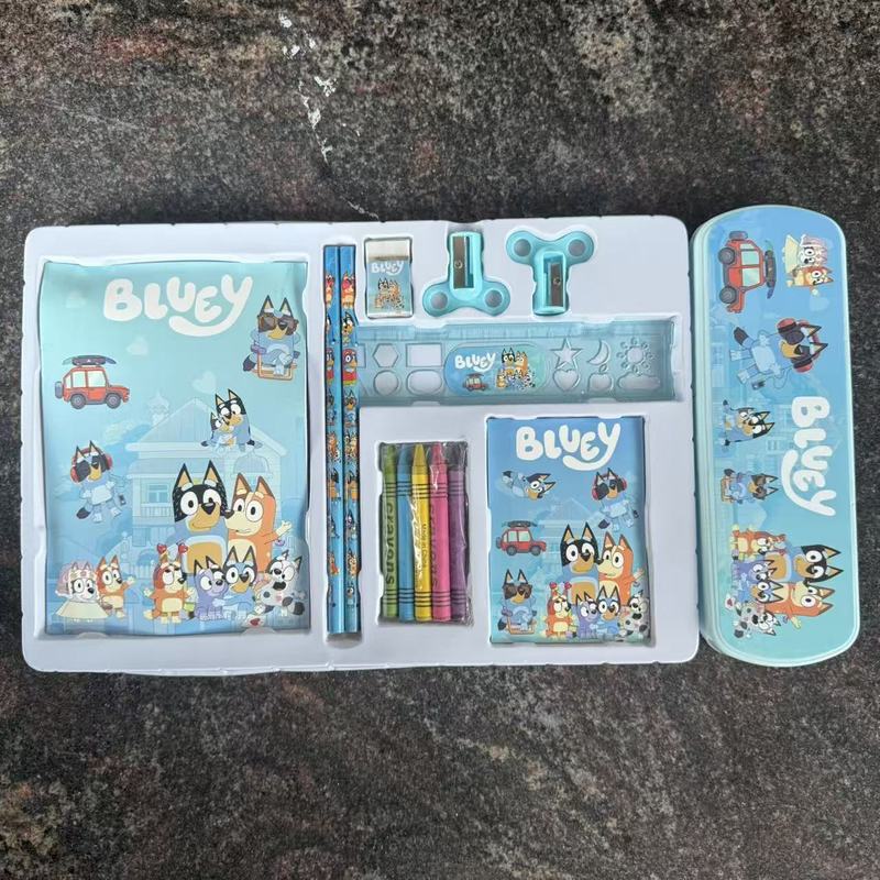 Bluey Portable Stationery Set Gift Box Kids School Supplies With Crayons For Toddlers Primary Students Birthday Christmas Gift